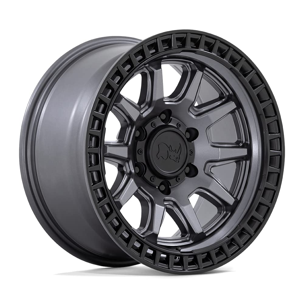 Black Rhino Hard Alloys CALICO 17X8.5 5X4.5 6.09 34mm MATTE GUNMETAL W/M-BLACK LIP - BR001AB17851234
