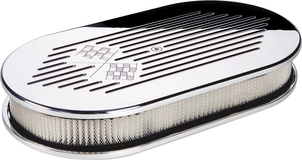 Billet Specialties 15427 Large Oval Cross Flags Billet Air Cleaner