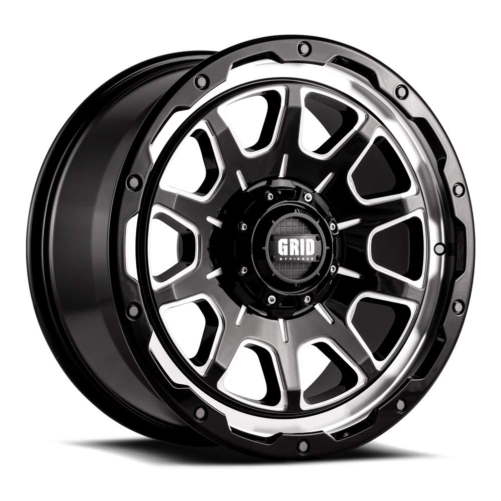 Grid Off-Road GD15 Custom Wheel - 20x9, 0 Offset, 6x135 Bolt Pattern, 108mm Hub - Gloss Black with Milled Accents Rim