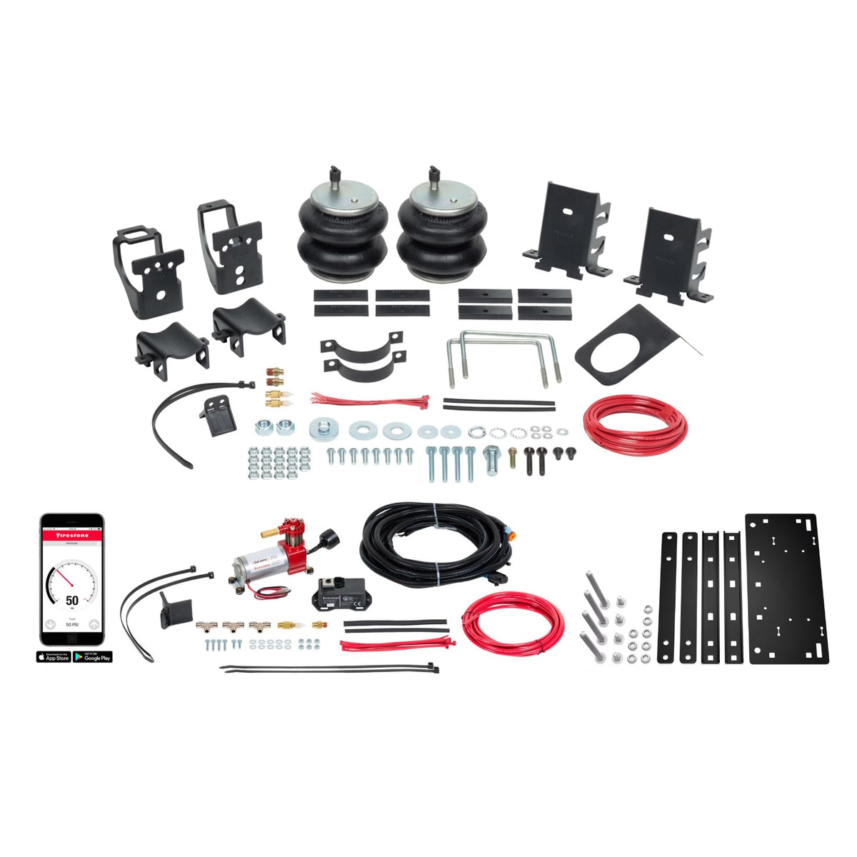 Firestone Airide 2866 All-In-One Wireless Rear Air Spring Kit fits 2011-2016 F250 F350 & 2011-2013 F450 | Up to 5,000 lbs Load Capacity | 5-100 PSI | Easy Installation