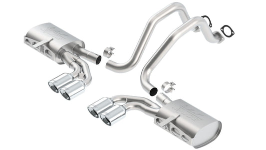 BORLA 140428 Cat-Back Perf. Exh. Sys. for '97-'04 Chevrolet Corvette (C5) V8 & Corvette Z06 (C5) V8 T-304 Stainless Steel ATAK Dual Center Rear Exit Dual 4.25"x3.5" Oval Polished T-304 Tips Each Side