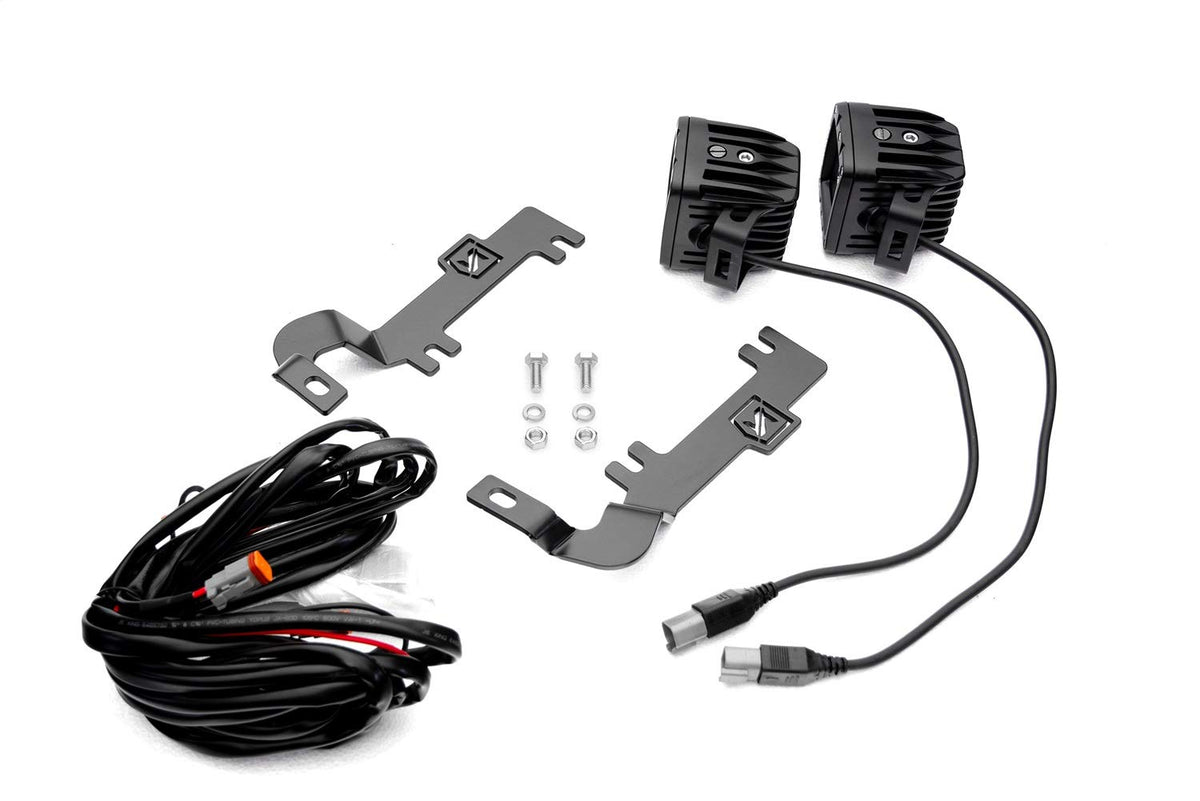 ZROADZ Ditch Hood Hinge LED Kit - Compatible w/ 2019-2022 Chevy Silverado 1500 - Incl. (2) 3 Inch LED Pod Lights - Mild Steel Gloss Black Finish - Bolt-On Easy Installation - PN #Z362181-KIT2