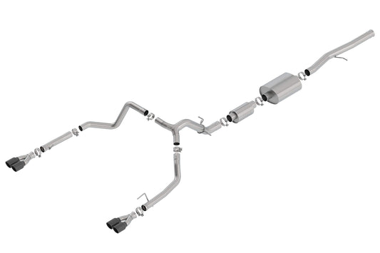 BORLA 140774BC Cat-Back Perf. Exh. Sys. for 2019-2023 Chevrolet Silverado 1500 V8 & GMC Sierra 1500 5.3L V8 S-Type Sound Dual Split Rear Exit Dual 3.5" Round Black Chrome Tips Each Side