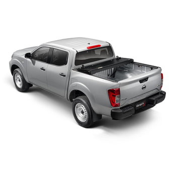 compare product TrailFX Hard Tri-Fold Truck Bed Tonneau Cover Fits 2022-2025 Nissan Frontier 5 Foot Bed Gloss Black Aluminum Low Profile Lockable 3-Panel Folding Design TrailFX TFX8009 HF3