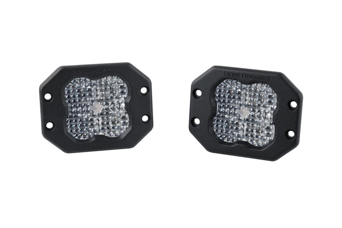 Diode Dynamics SS3 SAE/DOT White Sport Flush Mount LED Pod (pair), Flood with Red Backlight