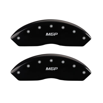 compare product MGP Caliper Covers 42014SMGPBK Black Powder Coat Finish Front and Rear Caliper Cover, Set of 4 (MGP Silver Characters, Engraved)