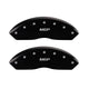 MGP Caliper Covers 42014SMGPBK Black Powder Coat Finish Front and Rear Caliper Cover, Set of 4 (MGP Silver Characters, Engraved)
