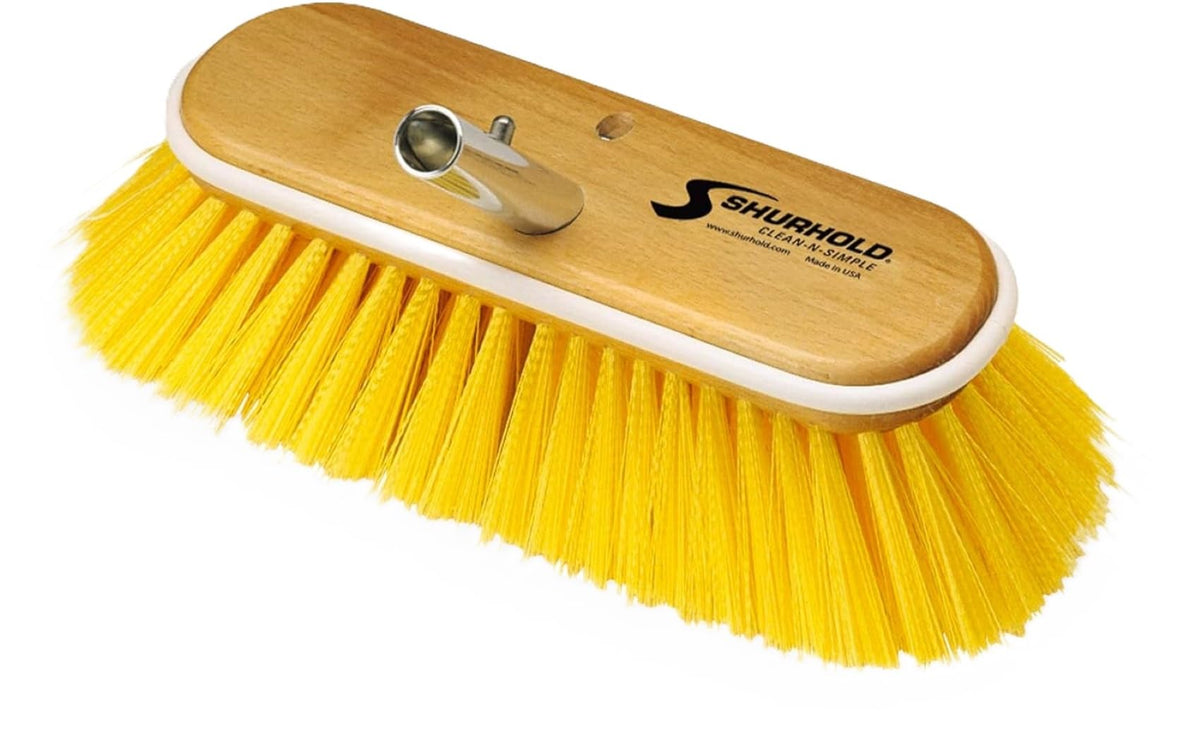 Shurhold 985 10 Inch Medium Bristle Brush, Deck Brush with Yellow Polystyrene Bristles