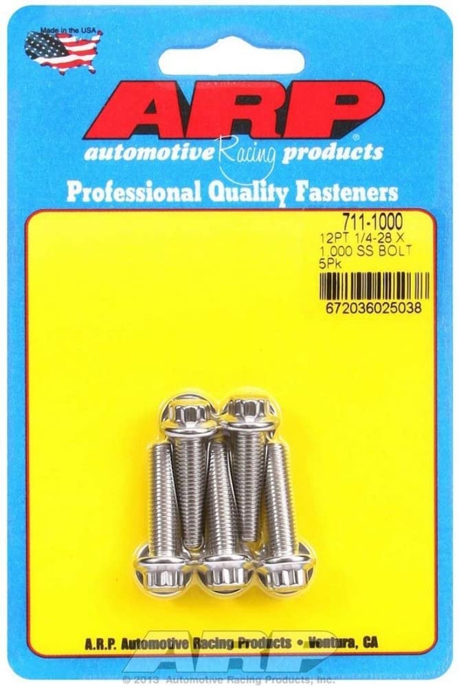 ARP 1/4in-28 x 1.000 12pt SS Bolts (5/pkg)
