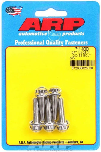compare product ARP 1/4in-28 x 1.000 12pt SS Bolts (5/pkg)