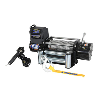 compare product Superwinch 1510200 LP10000 Winch, 10,000lbs/4536kg single line pull with roller fairlead, and 12' handheld remote