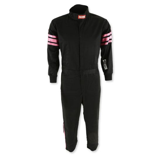 RaceQuip 1950891RQP Pro-1 Race Suit SFI 3.2A/1 Black/Pink Stripe Youth XS