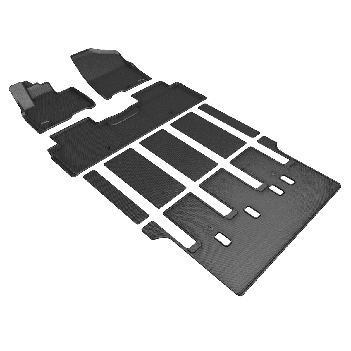 3D MAXpider Custom Fit Kagu Floor Mat (Black) Compatible with Kia Carnival 7-Seat 2022-2025 (w/ Rear Auto Seat) - Full Set