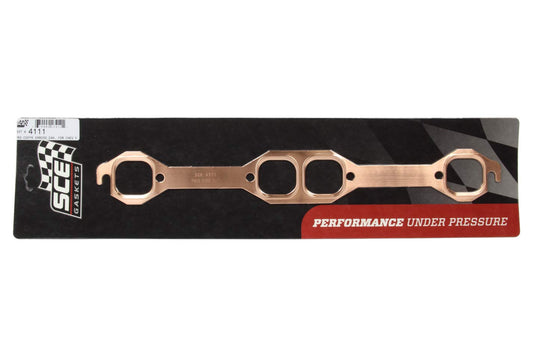 SCE Gaskets Exhaust Header / Manifold Gasket, Pro Copper, 1.600 x 1.740 in Port, Copper, 18 Degree / Brodix Head, Small Block Chevy, Pair