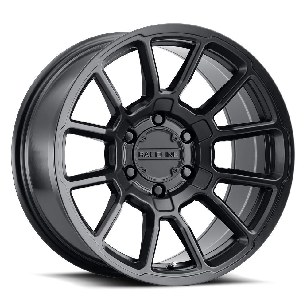 Raceline Wheels 950B GAUGE Wheel Satin Black 18X9"5X127 Bolt Pattern +18mm Offset/(5.57"B/S) Split Spoke Aluminum Passenger Car Wheels, Full Size Replacement Black Car Rims