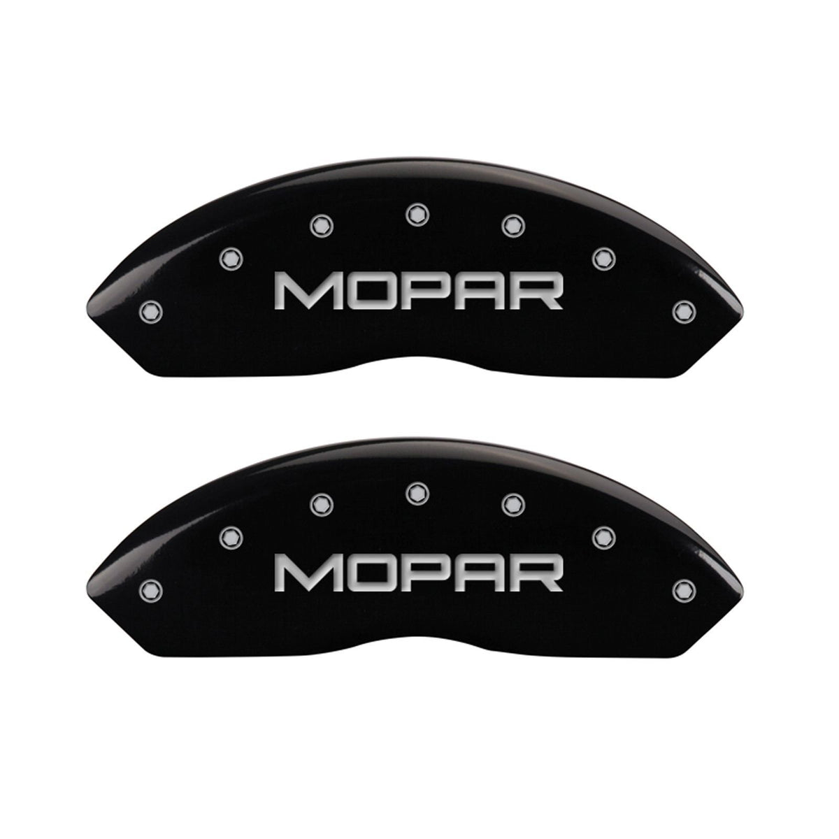 MGP Caliper Covers 42014SMOPBK Black Powder Coat Finish Front and Rear Caliper Cover, Set of 4 (MOPAR Silver Characters, Engraved)
