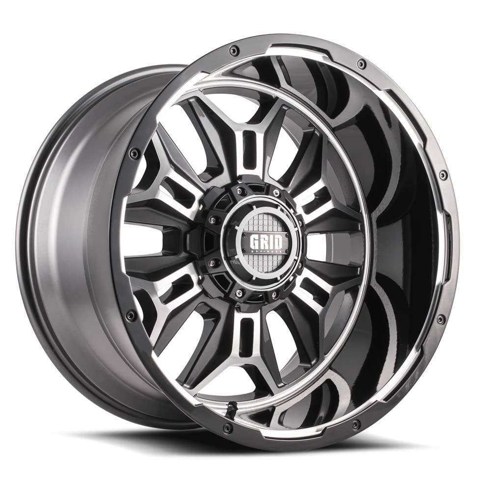 Grid Off-Road GD11 Custom Wheel - 17x9, 0 Offset, 5x127 Bolt Pattern, 87.1mm Hub - Gloss Anthracite with Black Lip Rim