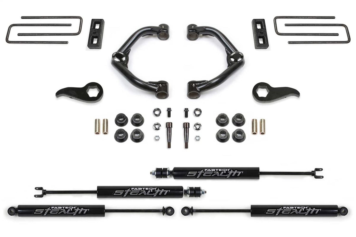 Fabtech K1181M Uniball UCA Lift System w/Shocks 3.5 in. Lift w/Front And Rear Stealth Shocks Incl. PN [FTS21275/FTS755/FTSBK21/FTS6341/FTS6019] Uniball UCA Lift System w/Shocks