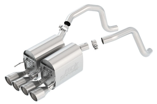 BORLA 11815 Axle-Back Perf. Exhaust System for 2005-2008 Chevrolet Corvette (C6) V8 T-304 Stainless Steel S-Type II Sound Dual Center Rear Exit Dual 4" Round Polished T-304 Stainless Tips On Each Side
