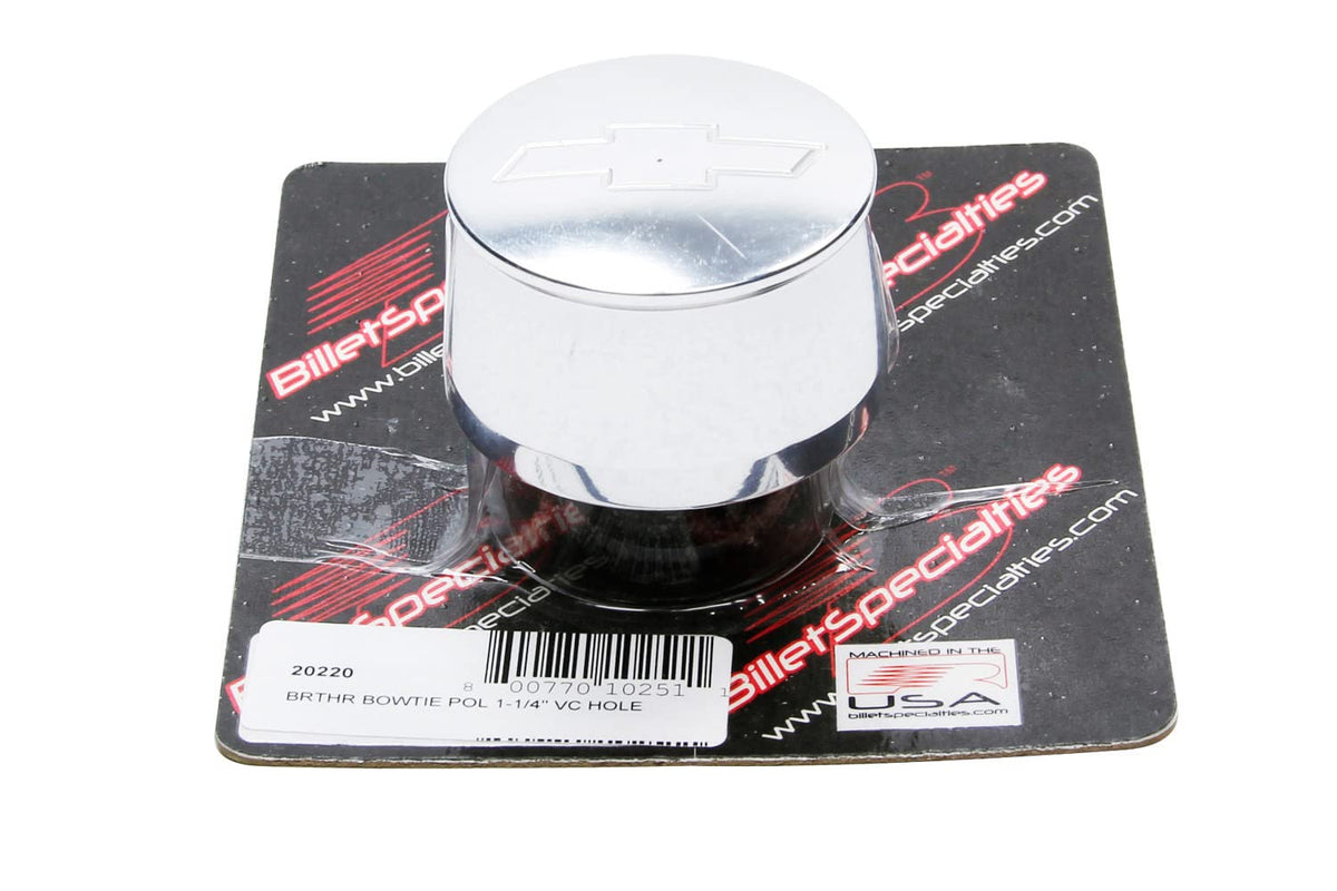 BILLET SPECIALTIES Bowtie Round Push-In Polished Breather P/N 20220