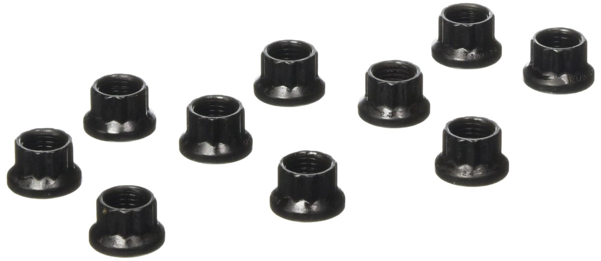 ARP 3008332 Stainless Steel 3/8-24 12-Point Nuts - Pack of 10, Black