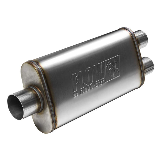 Flowmaster 72288 FlowFX Muffler 3" Center Inlet/2.5" Dual Outlet - Moderate Sound 409 Stainless Steel