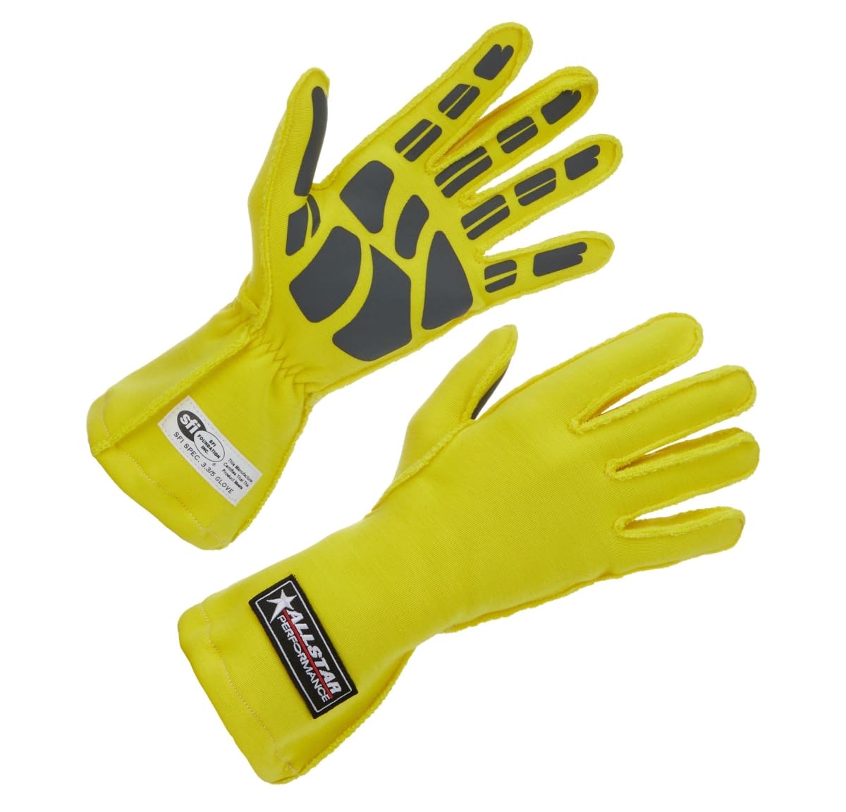 SFI 3.3/5 Rated Driving Gloves, Outseam D/L MD, Yellow by Allstar Performance