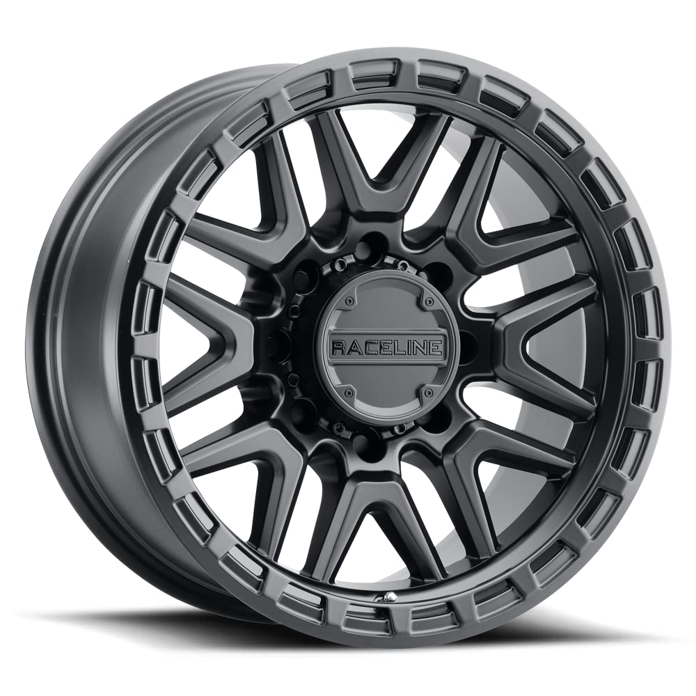 Raceline Wheels 953B KRANK Wheel Satin Black 18X9"8X165.1 Bolt Pattern +18mm Offset/(5.71"B/S) Split Spoke Aluminum Passenger Car Wheels, Full Size Replacement Black Car Rims