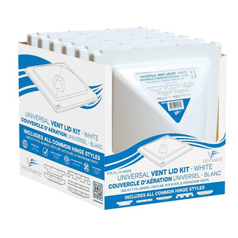 compare product Ventmate Roof Vent Lid 69179, Compatible With Jensen New/Jensen Old/Ventline New or Old/Ventline E-Z Lift, For 14 Inch x 14 Inch Vents, White, Box Of 6