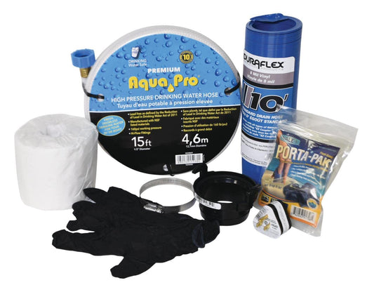 Aqua Pro 27588A RV Starter Kit, Standard, for Motorhomes and Travel Trailers, Contains 8 Essential Hookup and Setup Products to Get Started