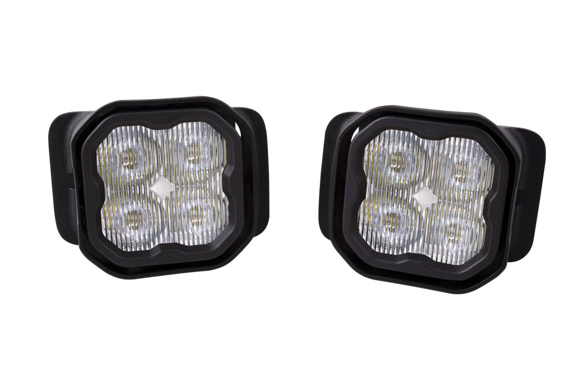 Diode Dynamics SS3 SAE/DOT Type F2 Fog Light Kit compatible with Ford, F150/F250/F350 Superduty, White SAE Fog Sport with Backlight