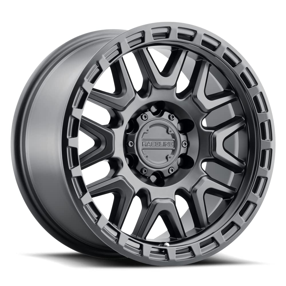 Raceline Wheels 953B KRANK Wheel Satin Black 17X8.5"6X139.7 Bolt Pattern +18mm Offset/(5.46"B/S) Split Spoke Aluminum Passenger Car Wheels, Full Size Replacement Black Car Rims