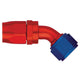 Aeroquip Fitting, Hose End, AQP/Startlite, 45 Degree, 6 AN Hose to 6 AN Female Swivel, Aluminum, Blue/Red Anodize, Each