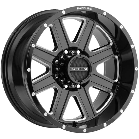 Raceline Wheels Hostage 940 Gloss Black Milled Wheel (18 x 9. inches /8 x 180 mm, 12 mm Offset)