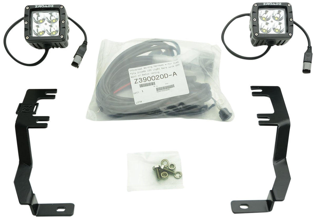 ZROADZ Ditch Hood Hinge LED Kit - Compatible w/ 2016-2019 Nissan Titan - Incl. (2) 3 Inch LED Pod Lights - Mild Steel Gloss Black Finish - Bolt-On Easy Installation - PN #Z367581-KIT2