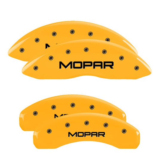 MGP Brake Caliper Covers Compatible with 2020+ Jeep Gladiator (Requires 17" + Wheels - Not Compatible with e-Torque PKG) Yellow Powder-Coated Finish, Mopar Engraving (Front and Rear)