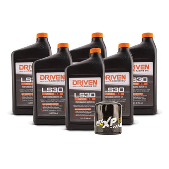 compare product Driven Racing Oil LS30 Synthetic 5w-30 Oil Change Kit for Generation III GM LS Engines (1997-2006) with 6 Quarts of Oil and 51042XP Wix Oil Filter