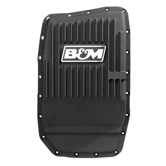 compare product B&M 70394 Transmission Pan, black anodized