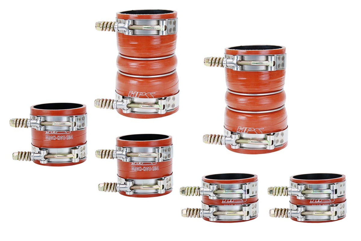 HPS Performance 57-1539 Orange High Temp Reinforced Silicone Intercooler Turbo Hose Boot Kit with T Bolt Clamp
