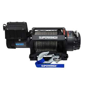 compare product SUPERWINCH Tiger Shark, 15000 lb Capacity, Hawse Fairlead, 15/32 in x 78 ft Synthetic Rope, 12V, Kit