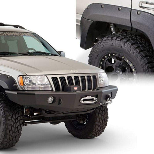 Bushwacker Jeep Cutout Pocket/Rivet Style Rear Fender Flares | 2-Piece Set, Black, Textured Finish | 10072-07 | Fits 1999-2004 Jeep Grand Cherokee