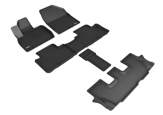3D MAXpider Custom Fit Kagu Floor Mat (Black) Compatible with Kia Telluride 7-Seat 2020-2025 - Full Set