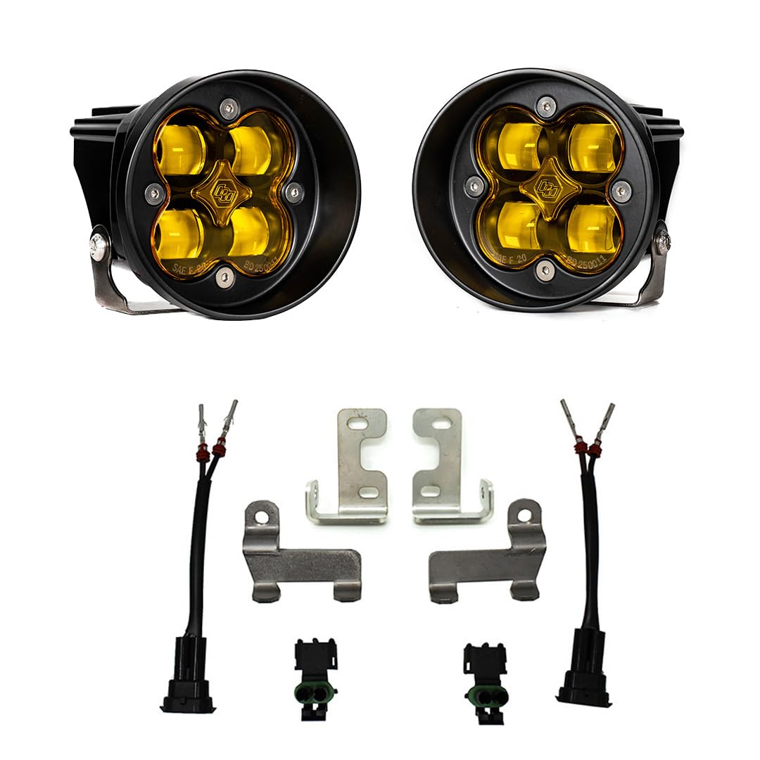 Baja Designs Squadron-R SAE Fog Pocket LED Light Kit for Toyota 4Runner, Tacoma, Tundra, Sequoia (SAE Fog; Amber)