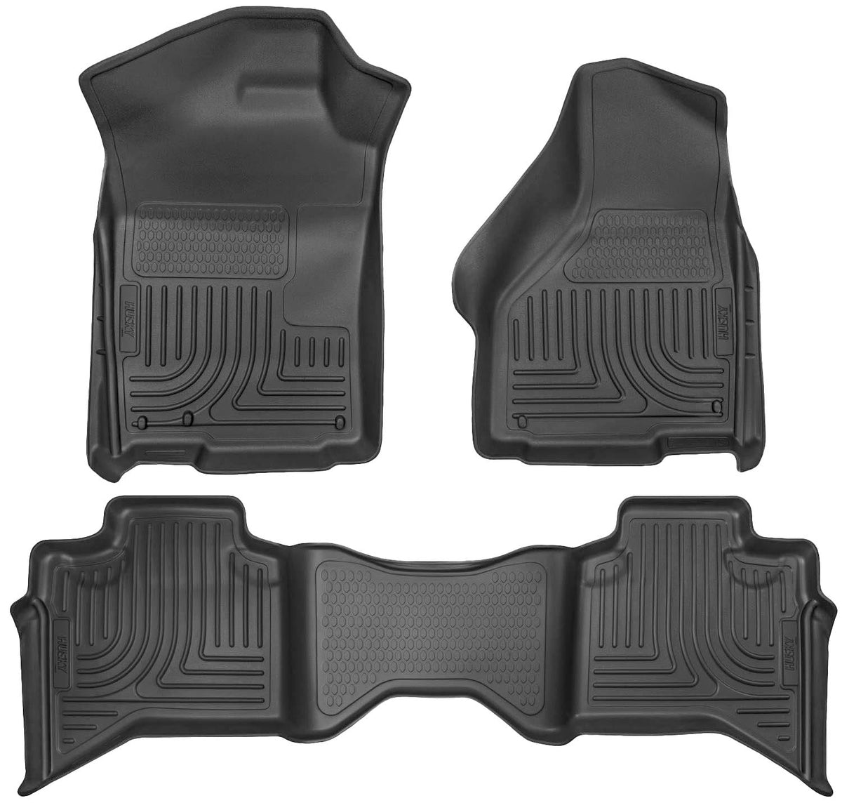 Husky Liners Weatherbeater Series | Front & 2nd Seat Floor Liners - Black | 99011 | Fits 2009-2018 Dodge Ram 1500 Quad Cab, 2019-2022 Ram 1500 Classic Quad Cab 3 Pcs