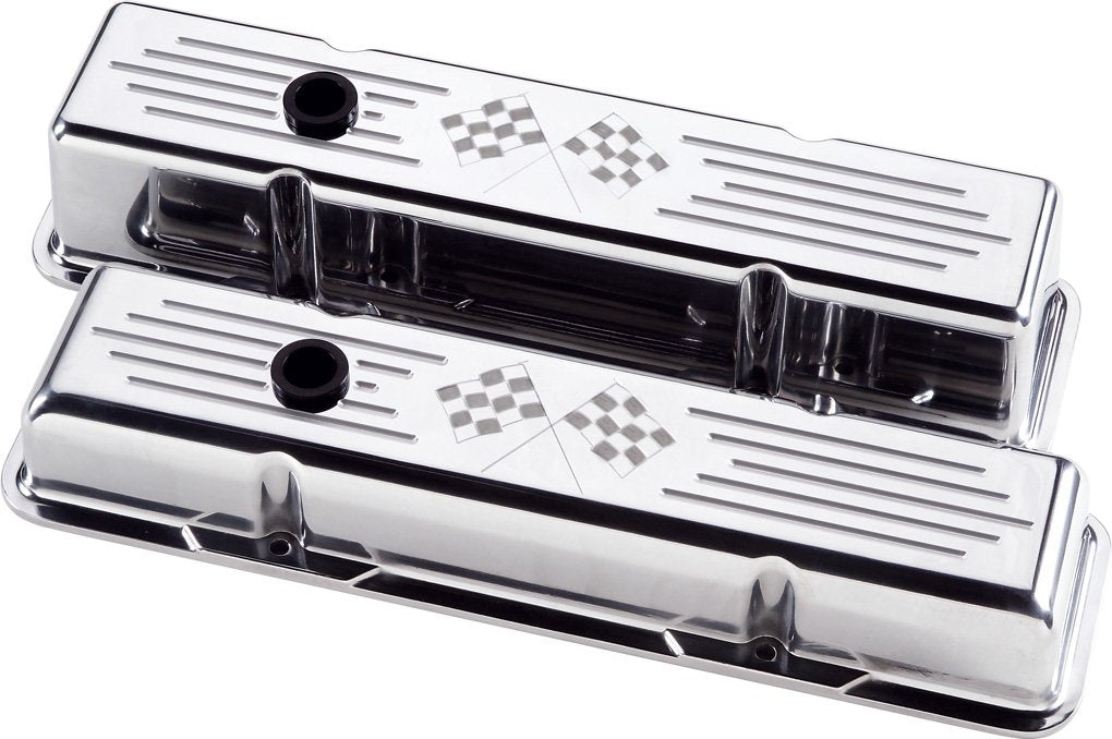 Billet Specialties 95127 Short Checkered Flag Valve Cover for Small Block Chevy