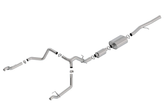BORLA 140773 Cat-Back Perf. Exhaust Sys. for '19-'23 Chevrolet Silverado 1500 V8 & GMC Sierra 1500 V8T-304 Stainless Steel S-Type Sound Dual Split Rear Exit Single 2.75" Exit Each Side Reuse O.E. Tips