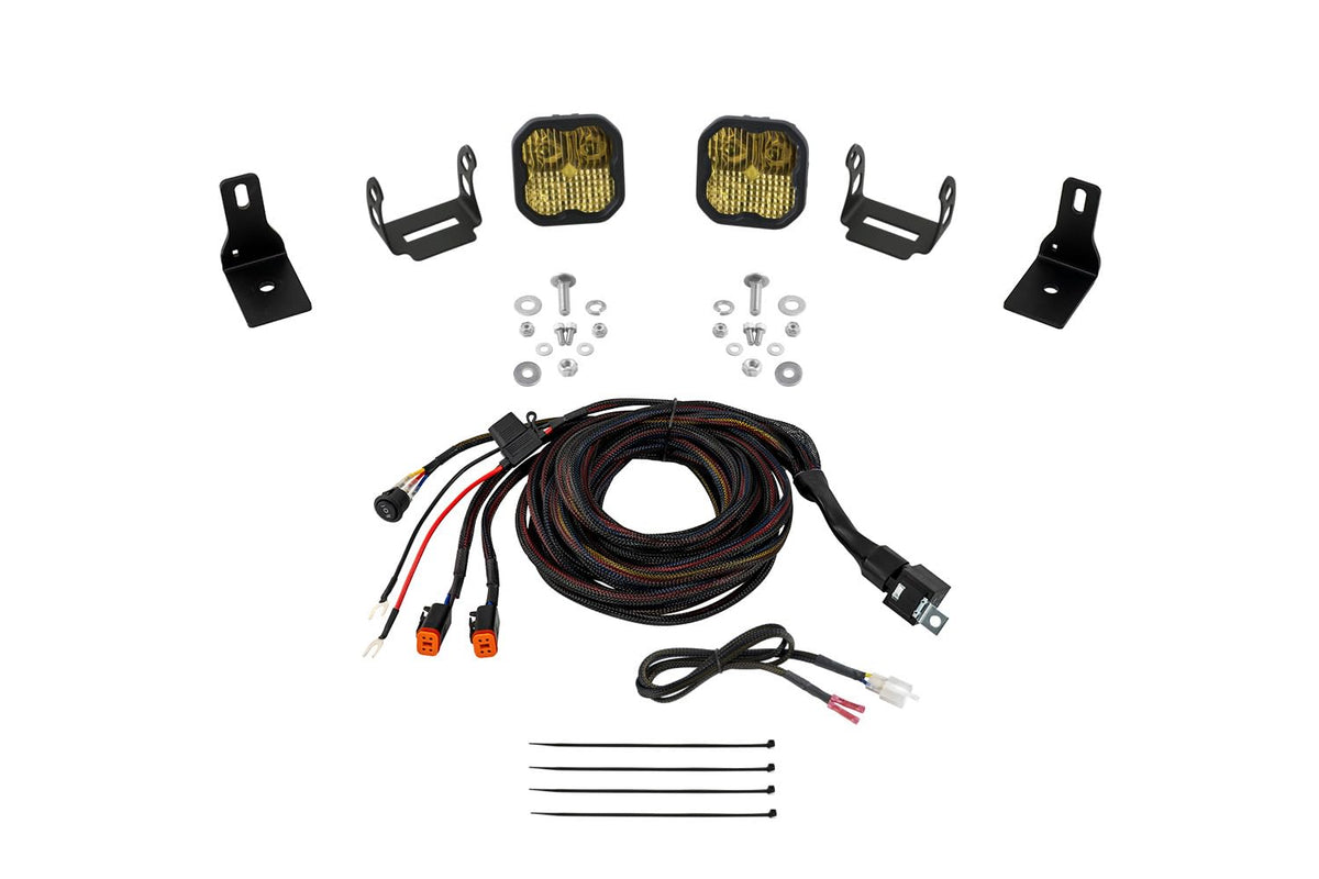 Diode Dynamics Stage Series Backlit Ditch Light Kit compatible with Ford Maverick 2022-2024, SS3 Pro Yellow Combo