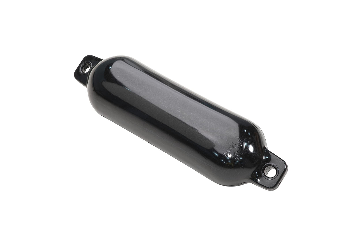 Taylor Made Hull-Gard Inflatable Boat Fender, Black Onyx (4.5" x 16"), Unique Oval Shape, Molded Football Needle Inflation Valve, Seamless Construction, Double Eyelets - 31721