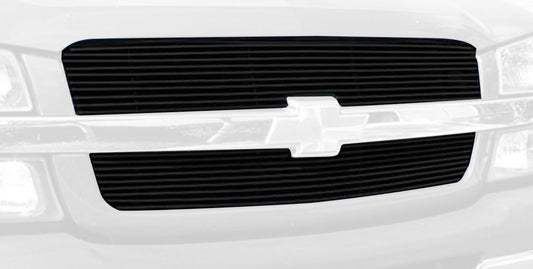 Chevrolet Silverado Billet Grille Overlay/Bolt On & Insert - 2 Pc 10, 9 Bars - All Black - Pt # 21100B