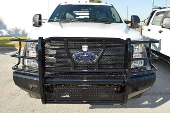 compare product Cattleman HD 2367PW Front Bumper with Grille Guard Fits Ford F-450/550 Super Duty 2017-2022 Gloss Black Powder-Coated Steel 1-Piece Bolt-On Punch Plate Screen Headlight Protection